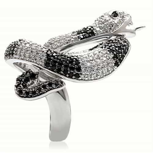 Brass Black White CZ Snake Ring | The Stainless Jewelry view 7