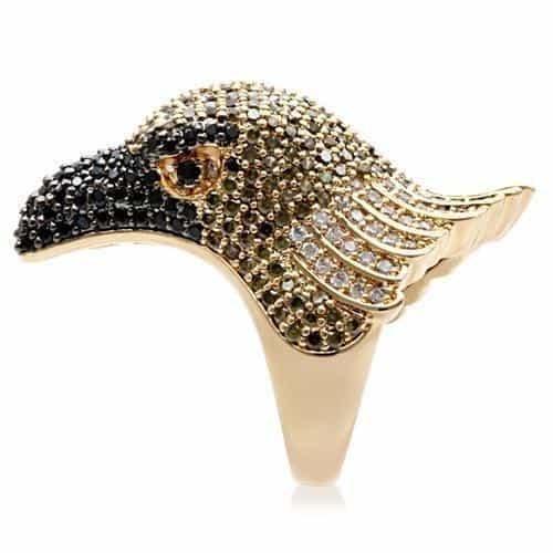 Brass Gold Crystal Eagle Wing Ring | The Stainless Jewelry view 6