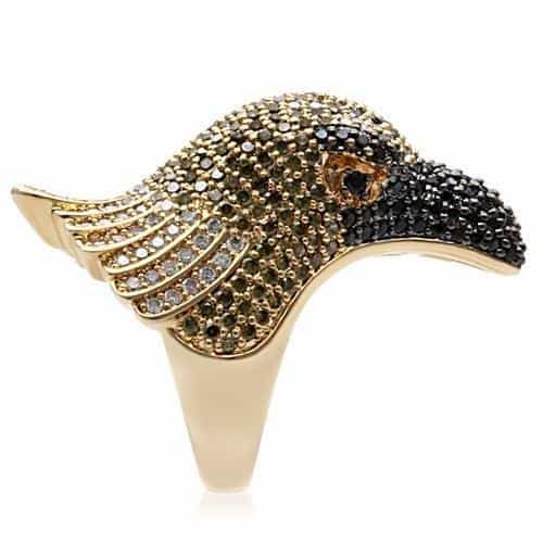 Brass Gold Crystal Eagle Wing Ring | The Stainless Jewelry view 7