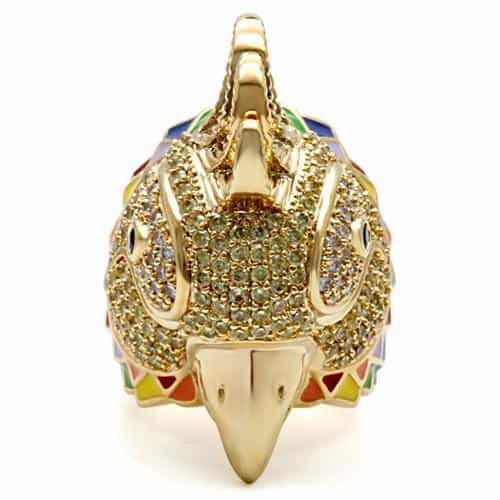 Brass Enamel Crystal Parrot Ring | The Stainless Jewelry view 3