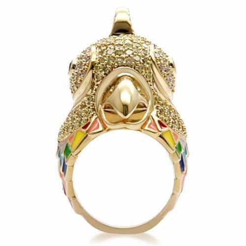 Brass Enamel Crystal Parrot Ring | The Stainless Jewelry view 4