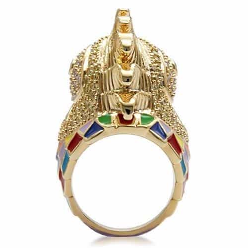 Brass Enamel Crystal Parrot Ring | The Stainless Jewelry view 5