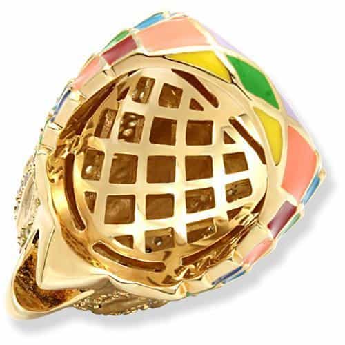 Brass Enamel Crystal Parrot Ring | The Stainless Jewelry view 7