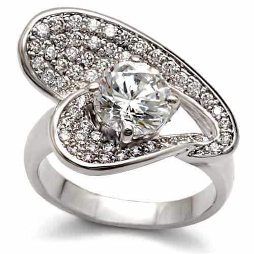 Brass CZ Pear Halo Ring | The Stainless Jewelry view 1