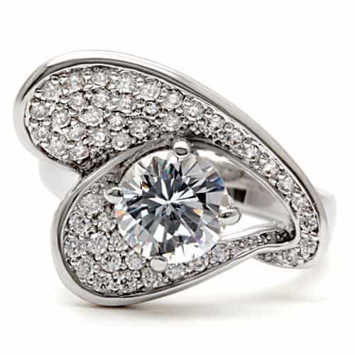 Brass CZ Pear Halo Ring | The Stainless Jewelry view 10