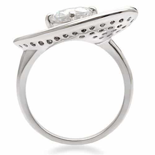 Brass CZ Pear Halo Ring | The Stainless Jewelry view 12