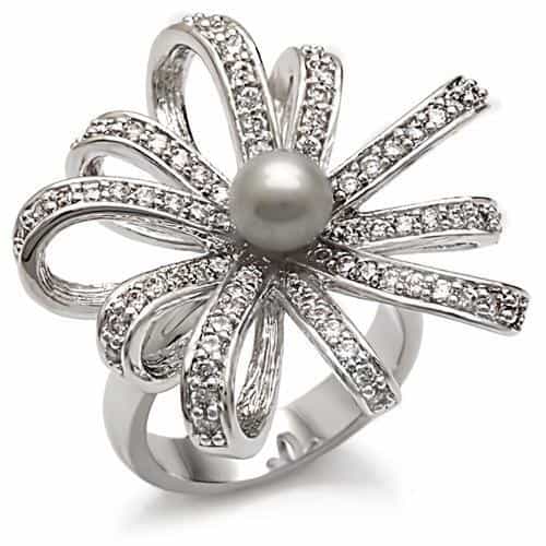 Brass Pearl Spider Ring | The Stainless Jewelry view 1