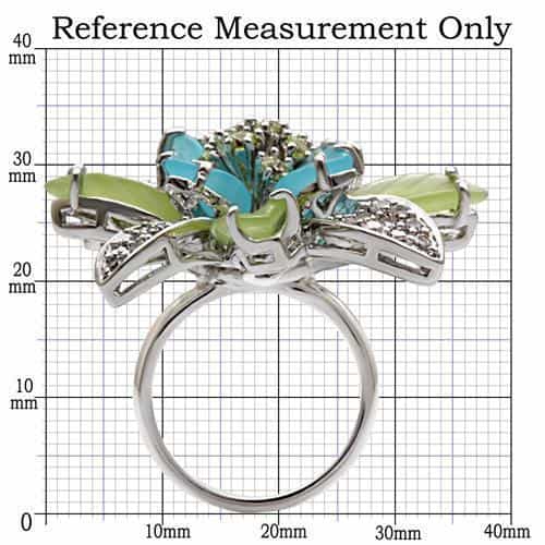 Brass Green Blue Enamel Crystal Flower Ring view 2