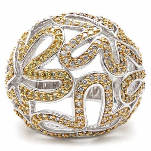Brass Gold Yellow CZ Filigree Dome Ring | The Stainless Jewelry view 3