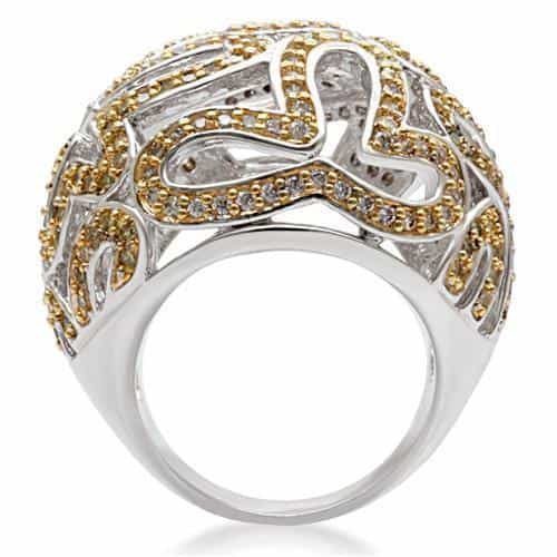 Brass Gold Yellow CZ Filigree Dome Ring | The Stainless Jewelry view 4
