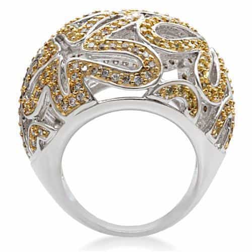 Brass Gold Yellow CZ Filigree Dome Ring | The Stainless Jewelry view 5