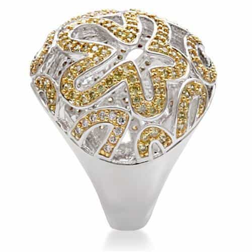 Brass Gold Yellow CZ Filigree Dome Ring | The Stainless Jewelry view 13