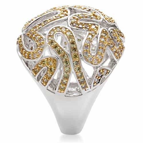 Brass Gold Yellow CZ Filigree Dome Ring | The Stainless Jewelry view 14