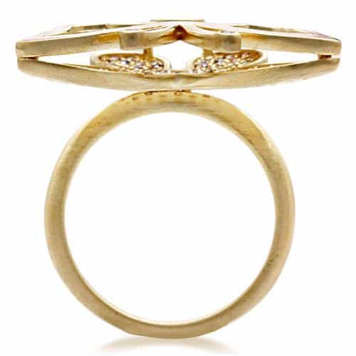 Brass Pink Enamel Crystal Butterfly Ring | The Stainless Jewelry view 4