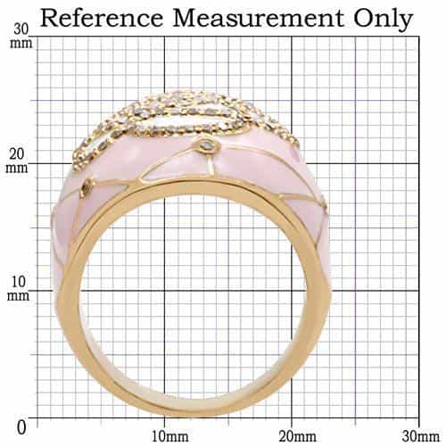 Brass Pink Enamel Rose Cutout Dome Ring | The Stainless Jewelry view 2