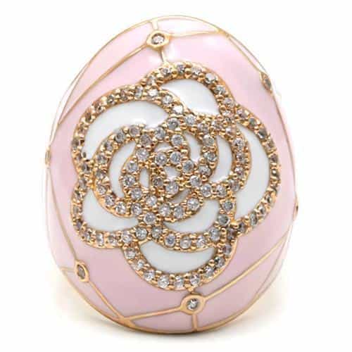 Brass Pink Enamel Rose Cutout Dome Ring | The Stainless Jewelry view 3