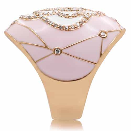 Brass Pink Enamel Rose Cutout Dome Ring | The Stainless Jewelry view 5
