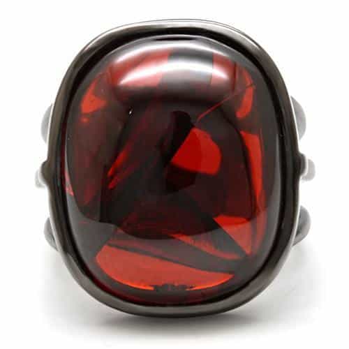 Brass Dark Garnet Cabochon Cocktail Ring | The Stainless Jewelry view 8