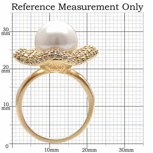 Brass Gold Pearl CZ Halo Ring | The Stainless Jewelry view 2
