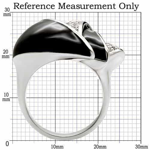 Brass Black Enamel CZ Chevron Dome Ring | The Stainless Jewelry view 2