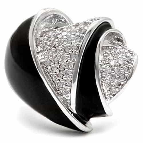 Brass Black Enamel CZ Chevron Dome Ring | The Stainless Jewelry view 3