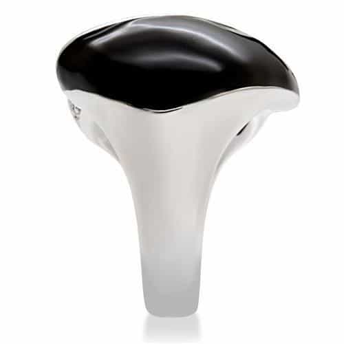 Brass Black Enamel CZ Chevron Dome Ring | The Stainless Jewelry view 6