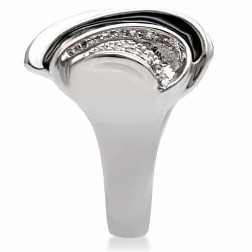 Brass Black Enamel CZ Chevron Dome Ring | The Stainless Jewelry view 7