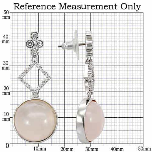 Brass CZ Diamond Pink Opal Drop Earrings | The Stainless Jewelry view 2