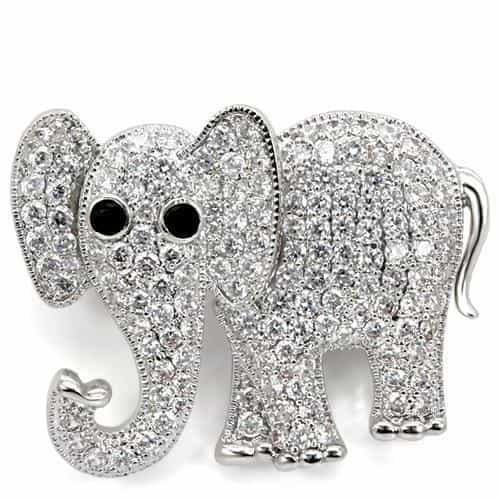 Brass CZ Crystal Elephant Brooch | The Stainless Jewelry view 1