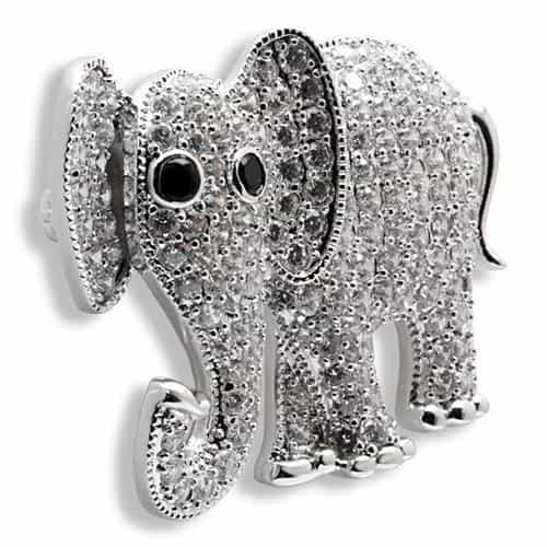 Brass CZ Crystal Elephant Brooch | The Stainless Jewelry view 4