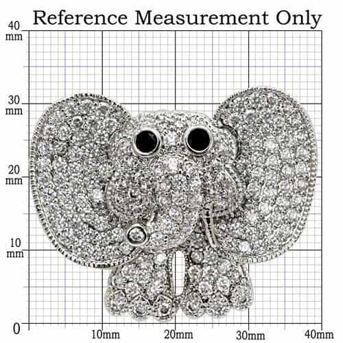 Brass CZ Crystal Double Elephant Brooch | The Stainless Jewelry view 2