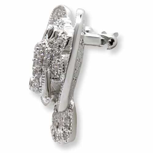 Brass CZ Crystal Double Elephant Brooch | The Stainless Jewelry view 3