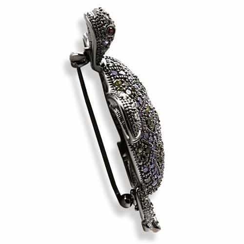 Brass Crystal Turtle Brooch | The Stainless Jewelry view 3