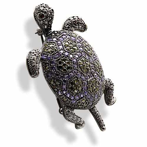 Brass Crystal Turtle Brooch | The Stainless Jewelry view 4