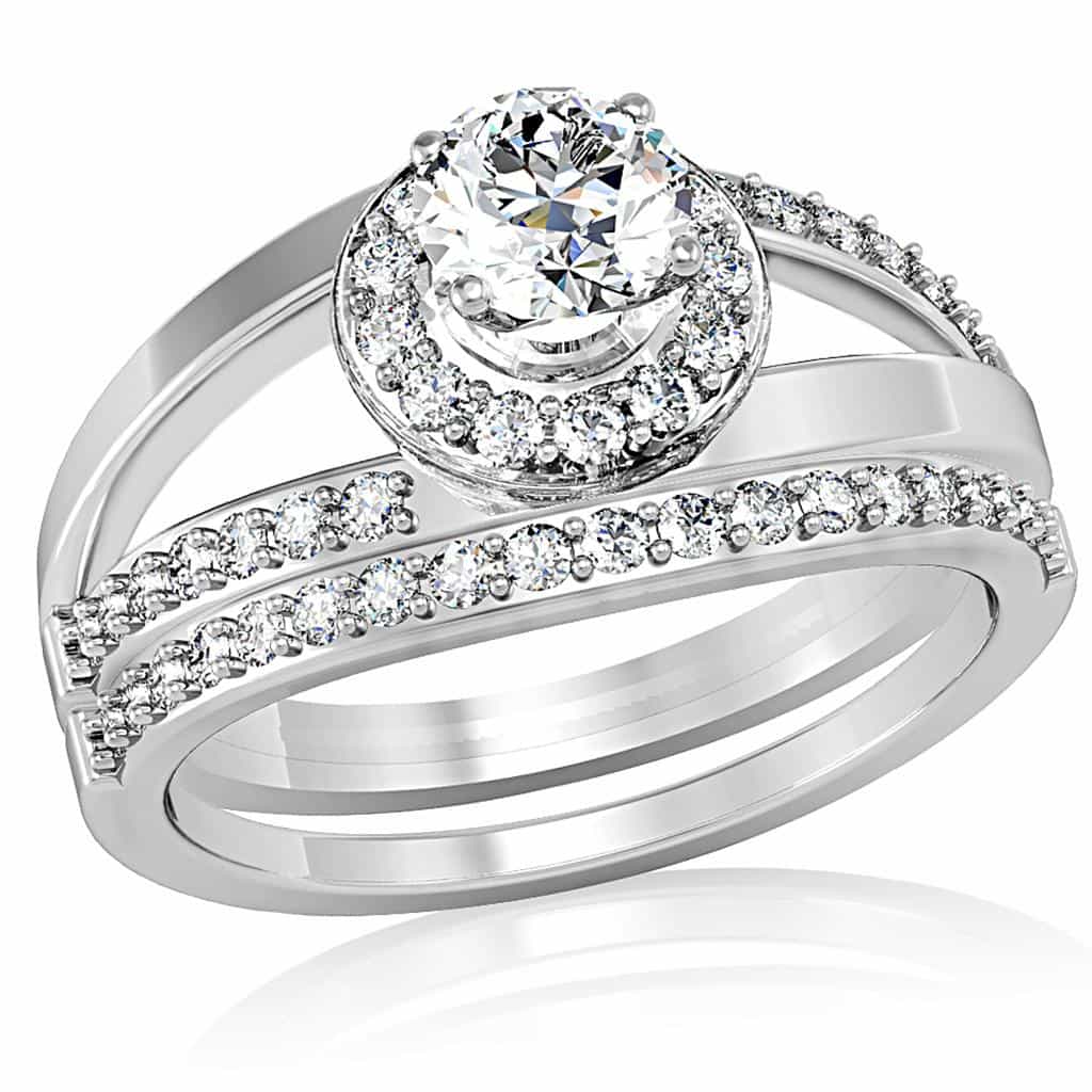 Brass CZ Round Halo Bridal Set Ring | The Stainless Jewelry view 6