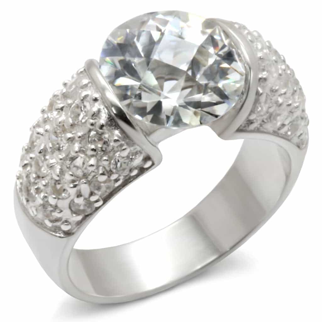 Sterling Silver CZ Round Pavé Cocktail Ring view 2