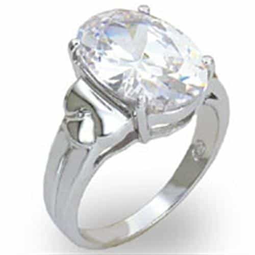 Sterling Silver CZ Oval Solitaire Cocktail Ring view 1