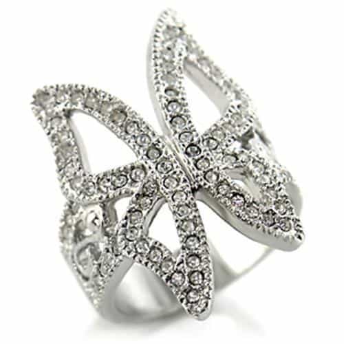 Brass CZ Butterfly Openwork Ring 22409 | The Stainless Jewelry view 1