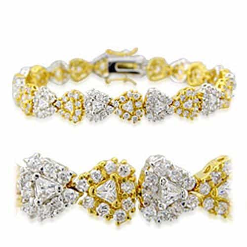 Brass Gold CZ Heart Flower Link Bracelet | The Stainless Jewelry view 1