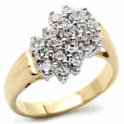 Brass Gold CZ Round Cluster Ring | The Stainless Jewelry view 1