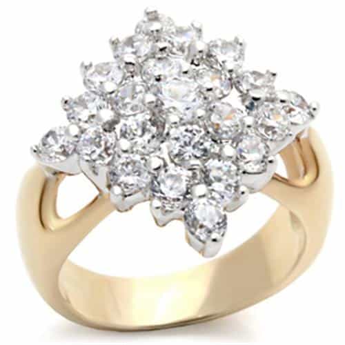 Brass Gold CZ Star Flower Cluster Ring | The Stainless Jewelry view 1