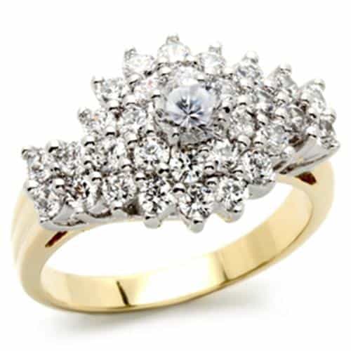 Brass Gold CZ Marquise Cluster Ring | The Stainless Jewelry view 2