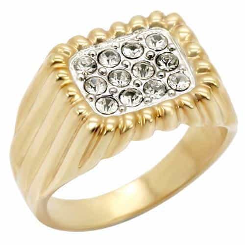Brass Gold CZ Cushion Signet Ring | The Stainless Jewelry view 1
