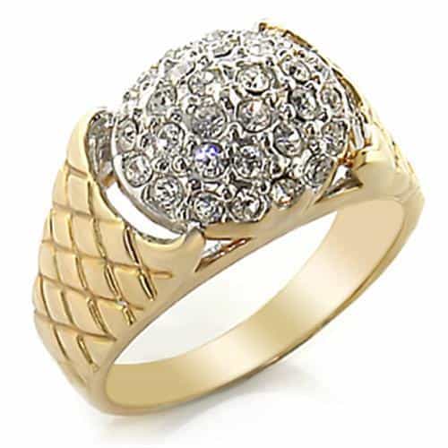 Brass Gold CZ Dome Cluster Ring | The Stainless Jewelry view 1