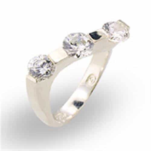 Sterling Silver CZ Tension-Set Two-Stone Band Ring view 1