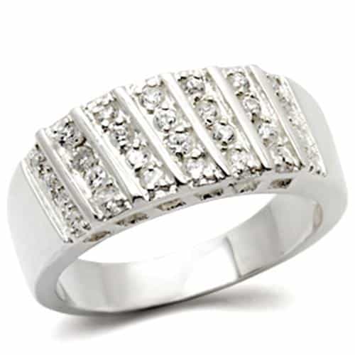 Sterling Silver CZ Channel-Set Wide Band Ring view 1