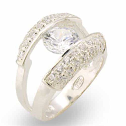 Sterling Silver CZ Round Pavé Split Band Ring view 1