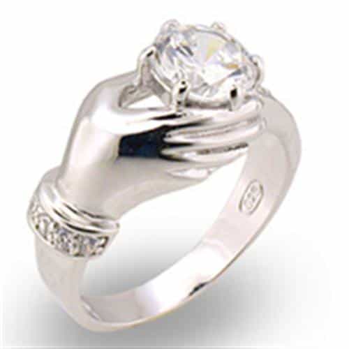 Sterling Silver CZ Claddagh Solitaire Ring view 1