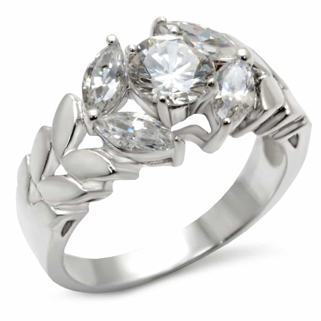 Sterling Silver CZ Claddagh Three Stone Ring view 1