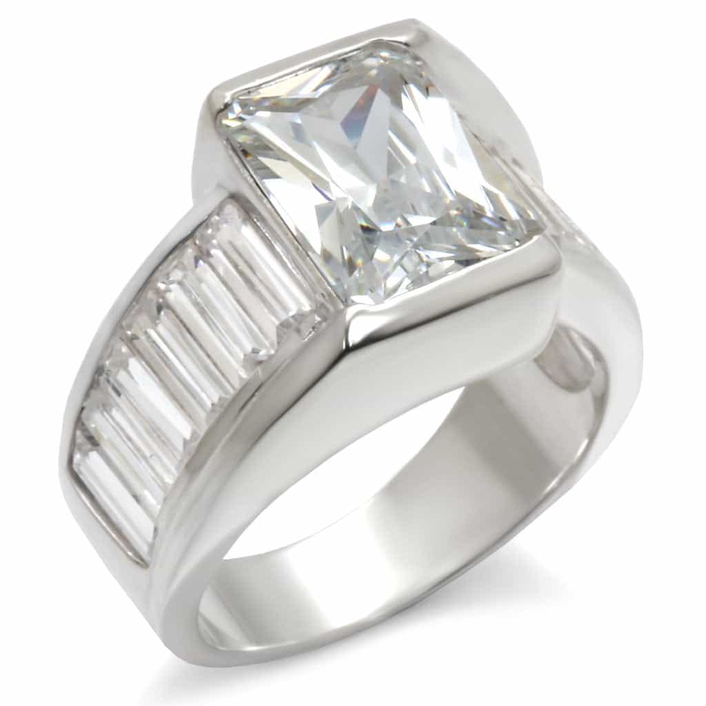 Sterling Silver CZ Emerald Cut Men's Ring | The Stainless Jewelry view 2